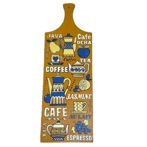 Vintage Coffee Wood Board Wall Art 1970’s Kitschy Cafe Retro Tea kitchen